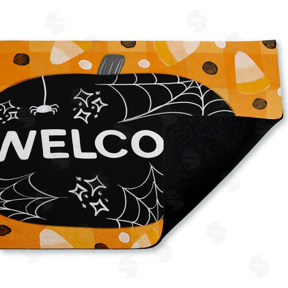 Emily Cromwell | Welcome Pumpkin Candy Corn Non-Woven Door Mat