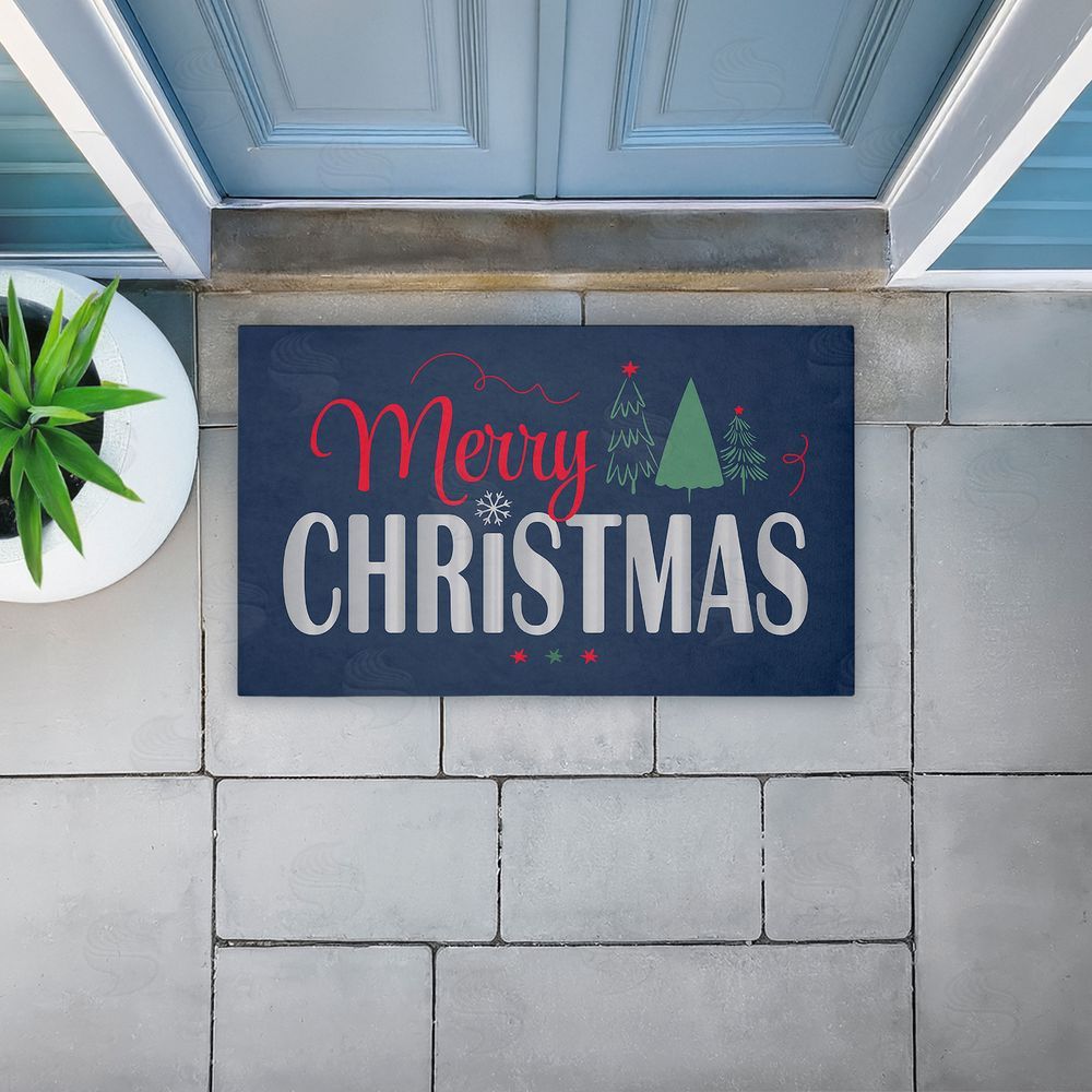 Andrea Jasid Grassi | Merry Christmas on Navy Non-Woven Door Mat