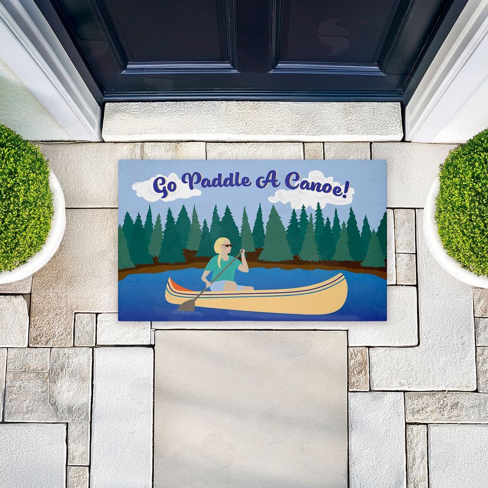 Darlene Seale | Paddle A Canoe Landscape Non-Woven Door Mat