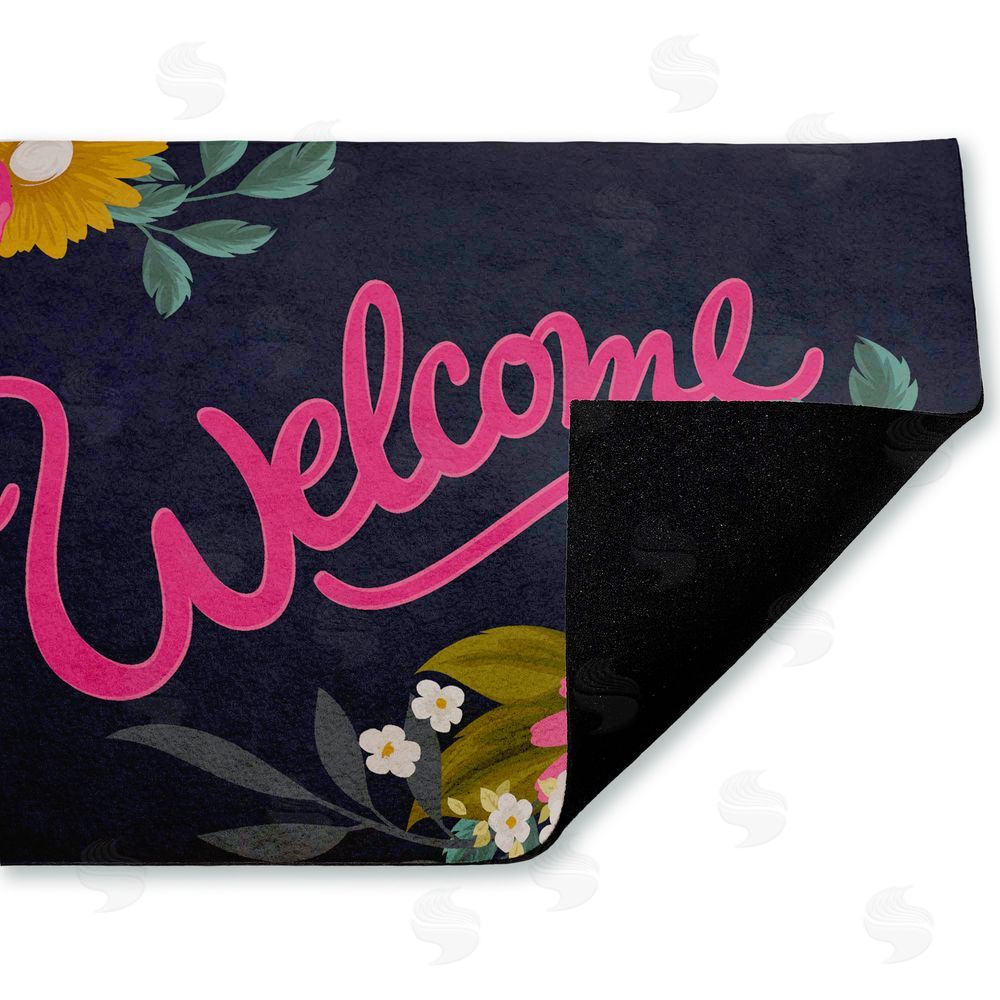 Angela Nickeas | Lovely Pink Flower Welcome Non-Woven Door Mat