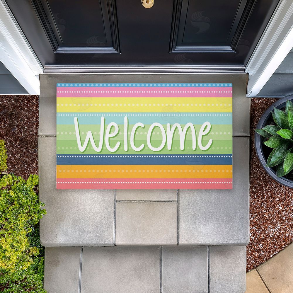 Emily Cromwell | Spring Striped Welcome Non-Woven Door Mat