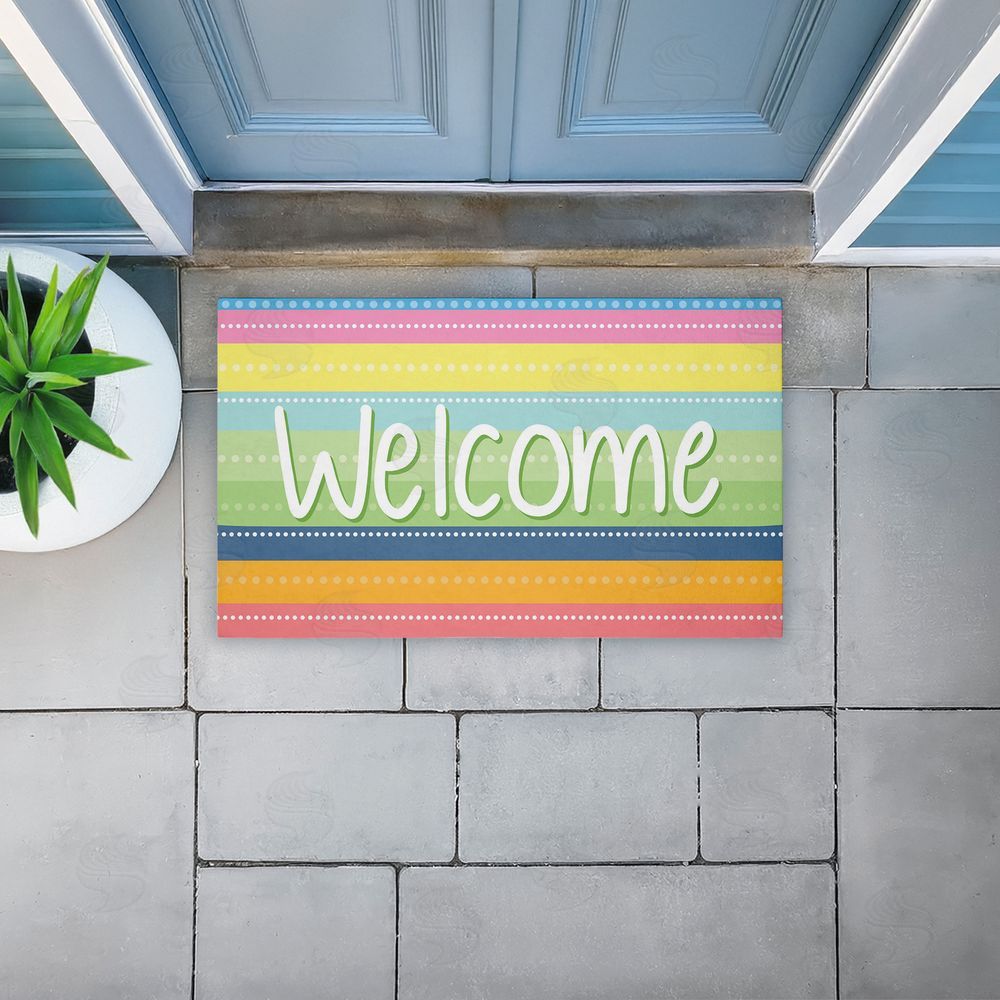 Emily Cromwell | Spring Striped Welcome Non-Woven Door Mat