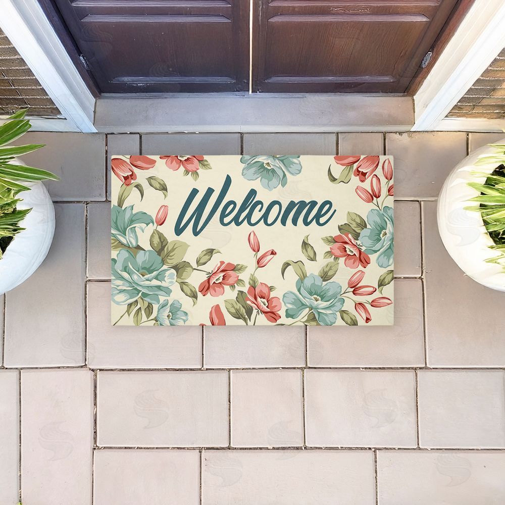 Andrea Jasid Grassi | Bright Florals Welcome Non-Woven Door Mat