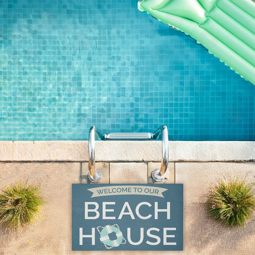 Dana Saulnier | Beach House with Life Ring Non-Woven Door Mat