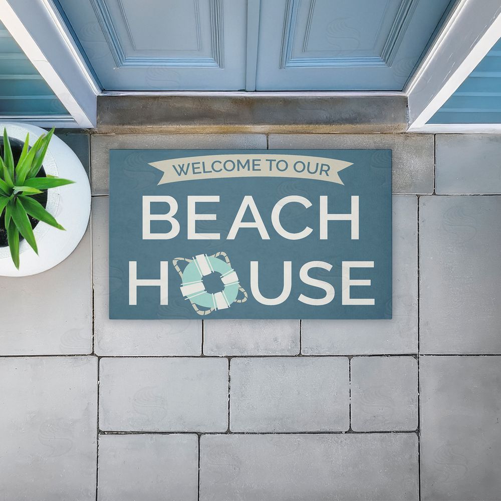 Dana Saulnier | Beach House with Life Ring Non-Woven Door Mat