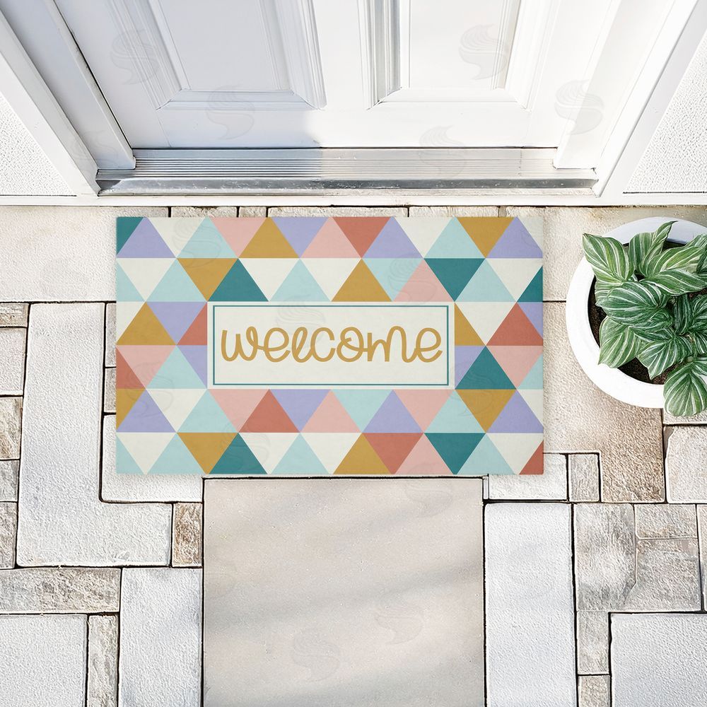 Angela Nickeas | Welcome Pastel Geometric Non-Woven Door Mat