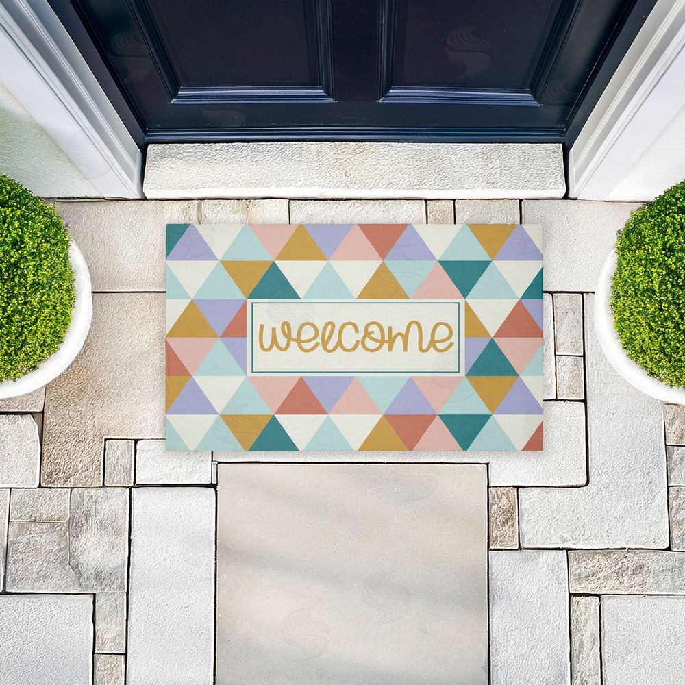 Angela Nickeas | Welcome Pastel Geometric Non-Woven Door Mat
