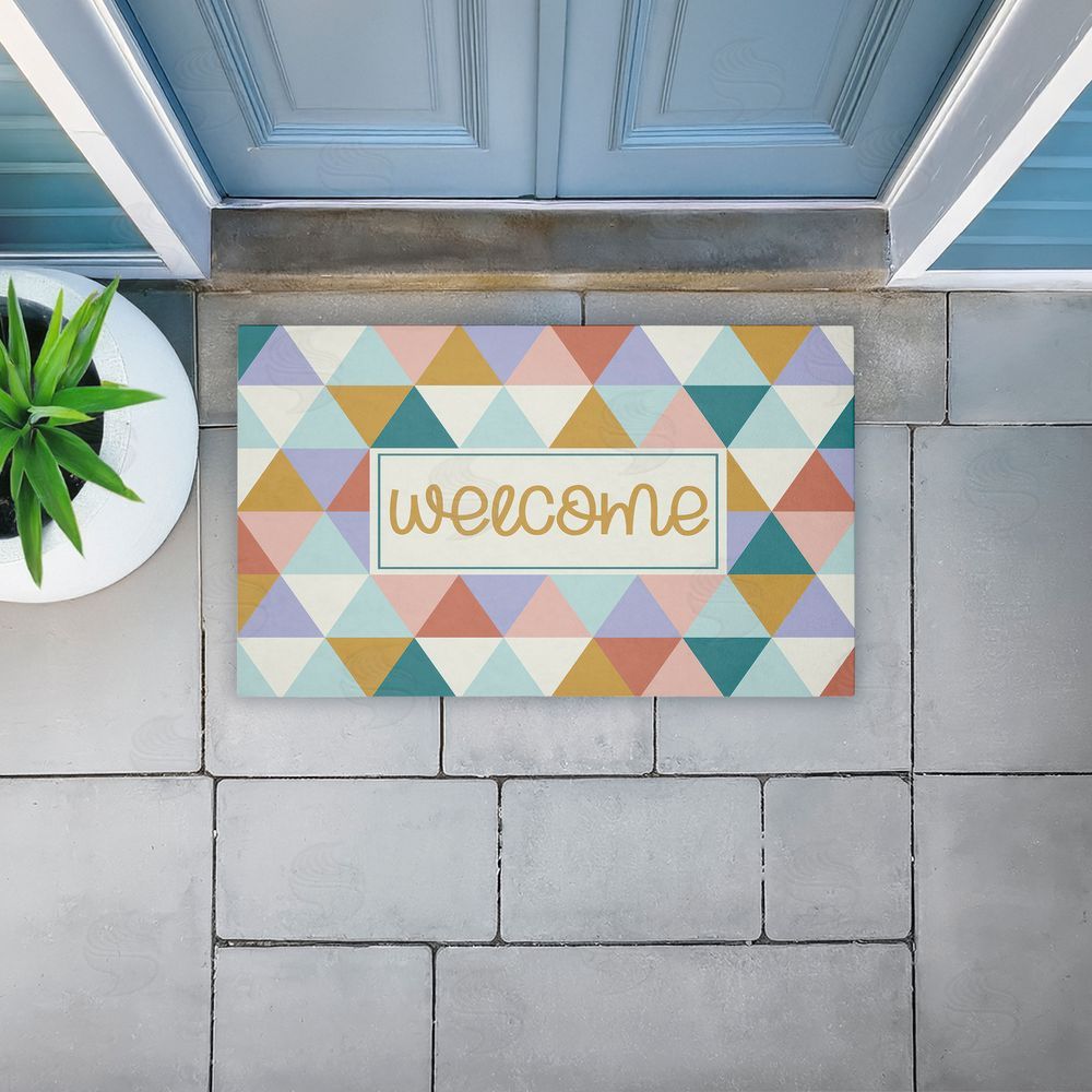Angela Nickeas | Welcome Pastel Geometric Non-Woven Door Mat