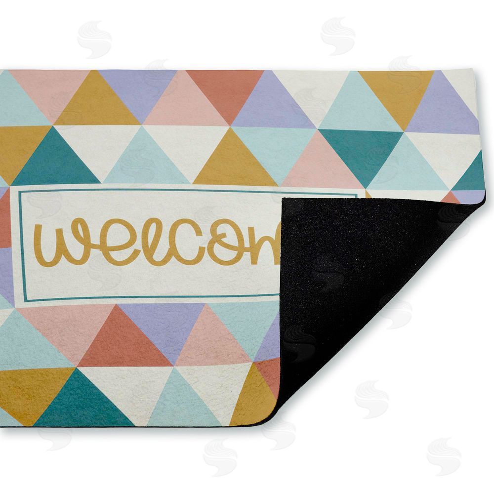 Angela Nickeas | Welcome Pastel Geometric Non-Woven Door Mat