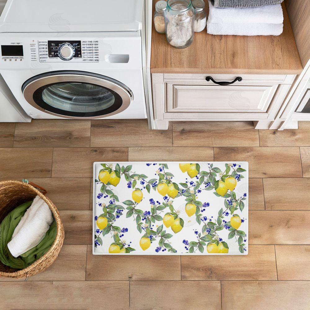 Diannart | Lemony Vine Pattern Plush Bath Mat