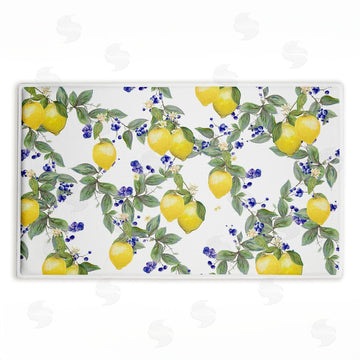 Diannart | Lemony Vine Pattern Plush Bath Mat