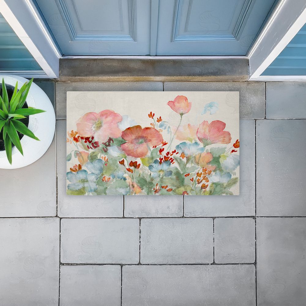 Lanie Loreth | A Day With Pink Flowers Non-Woven Door Mat