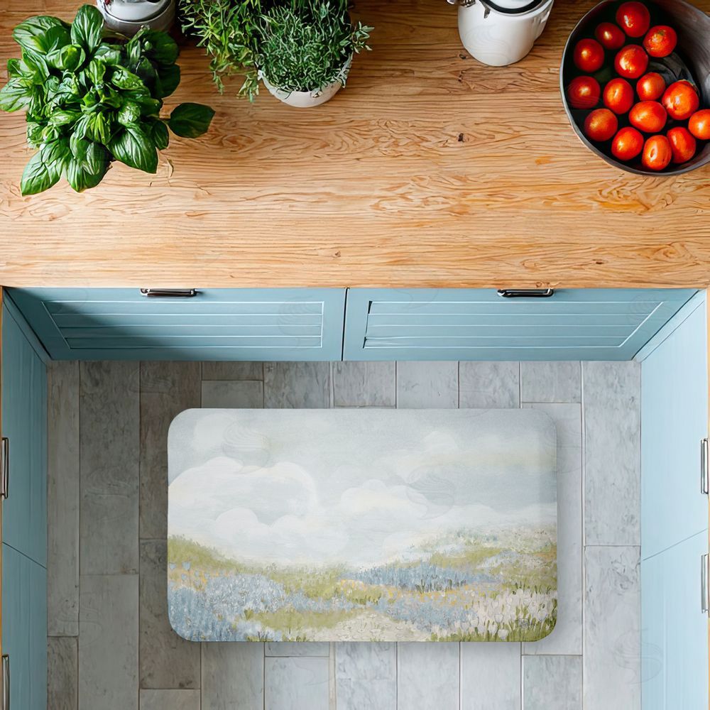 Patricia Pinto | Subtle Blue Floral Meadow Anti-Fatigue Mat