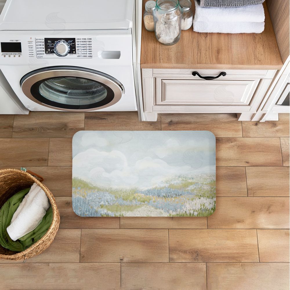 Patricia Pinto | Subtle Blue Floral Meadow Anti-Fatigue Mat
