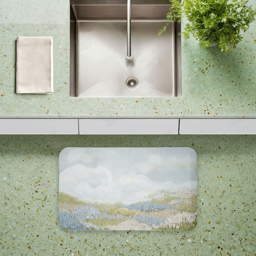 Patricia Pinto | Subtle Blue Floral Meadow Anti-Fatigue Mat