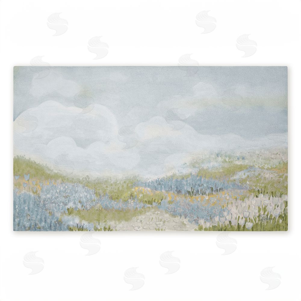 Patricia Pinto | Subtle Blue Floral Meadow Non-Woven Door Mat
