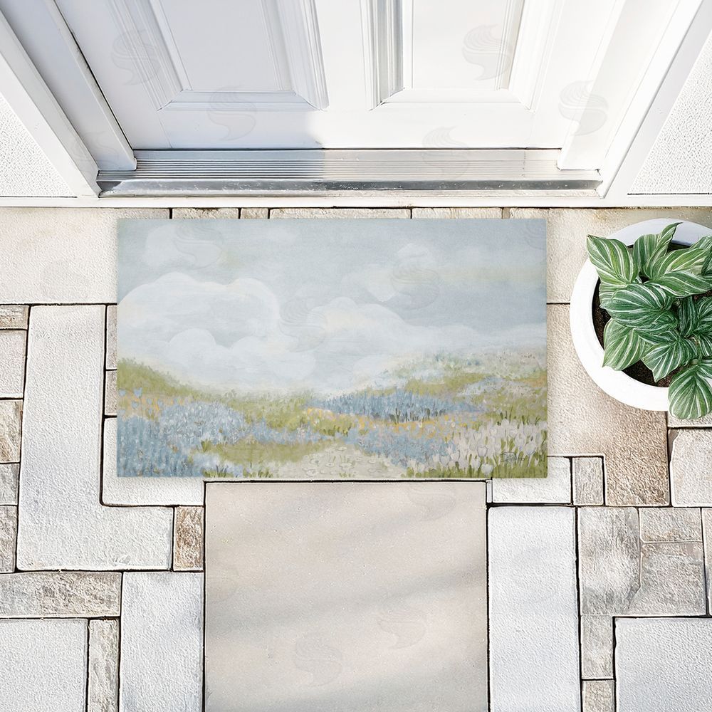 Patricia Pinto | Subtle Blue Floral Meadow Non-Woven Door Mat