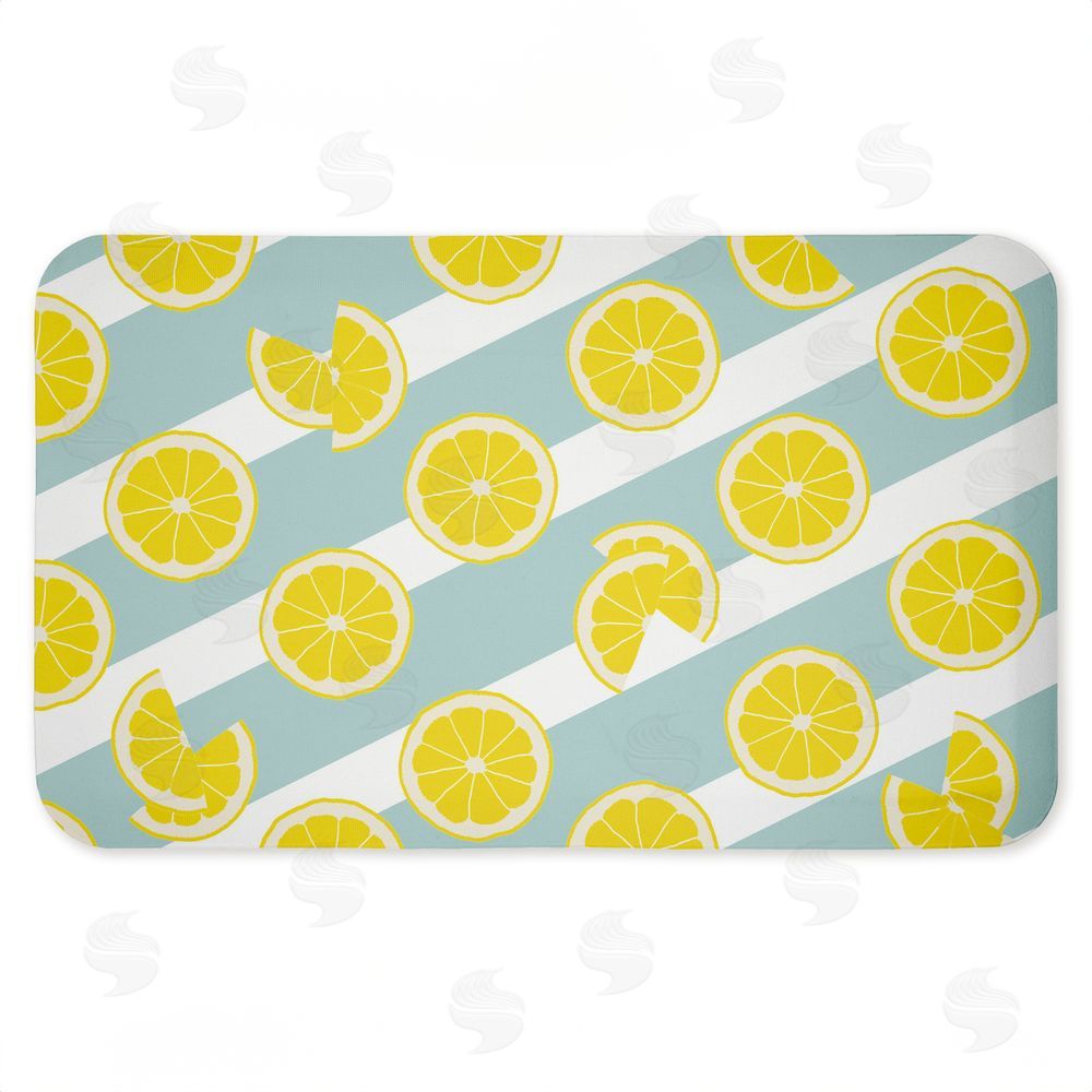 Anna Quach | Kitchen Lemony Stripes Anti-Fatigue Mat