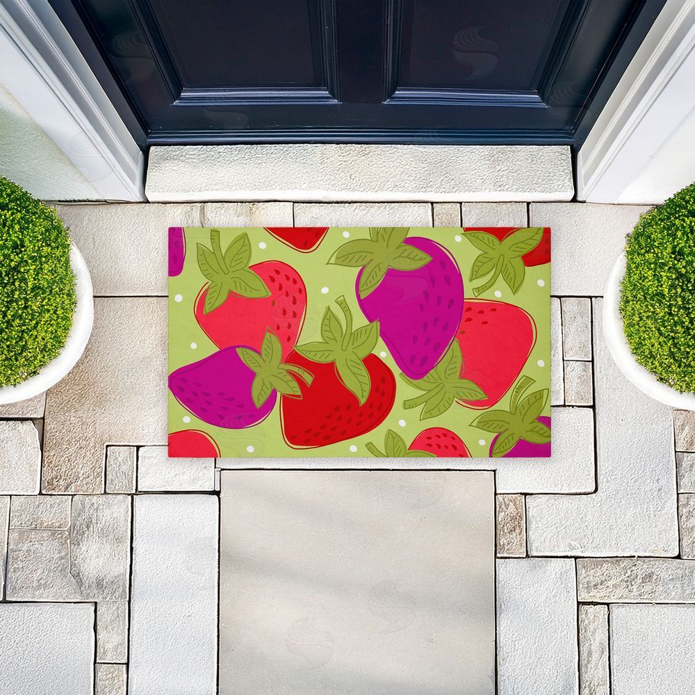 Deidre Mosher | Fun Fruit Strawberries Non-Woven Door Mat
