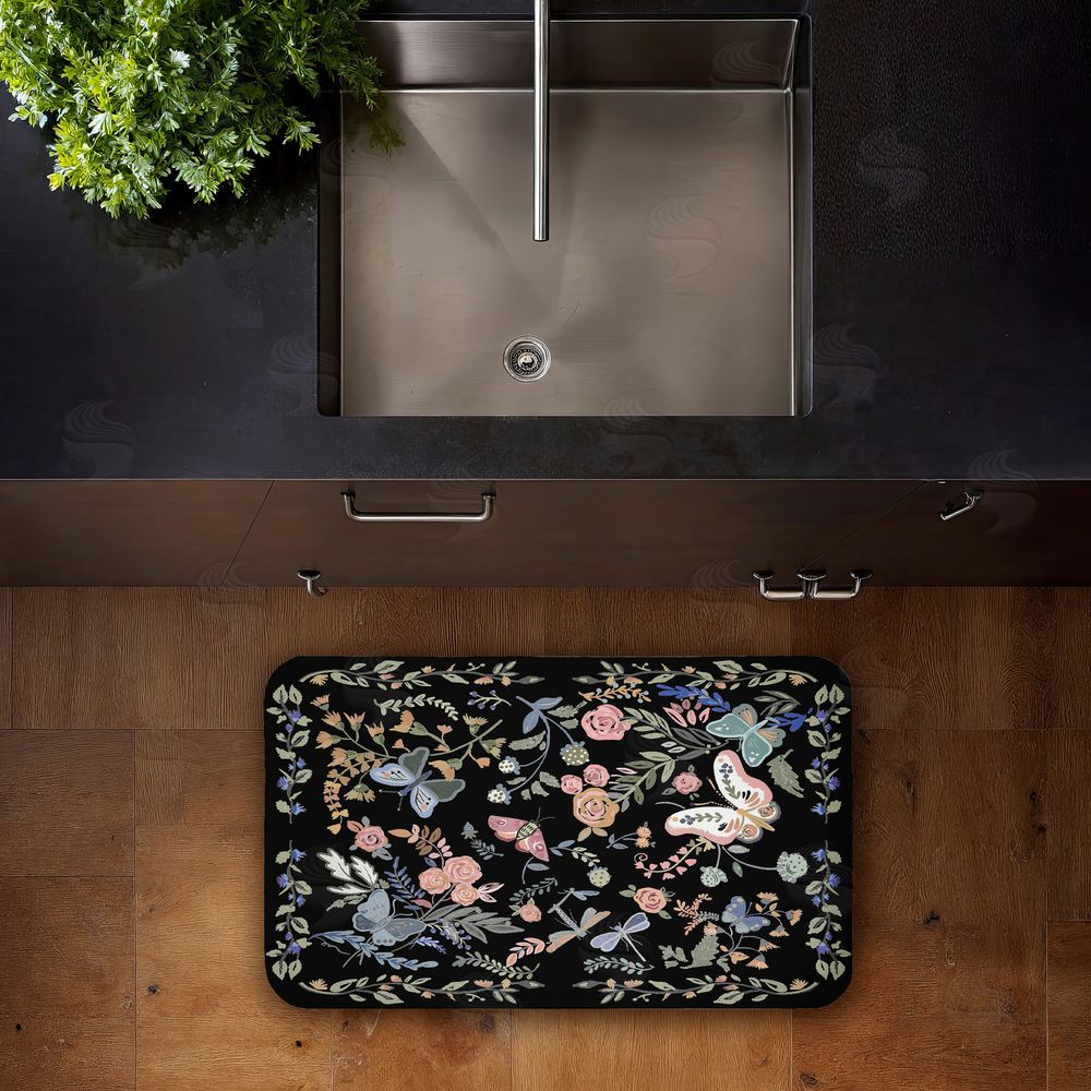 Ani Del Sol | Dark Flowers & Garden Friends Anti-Fatigue Mat