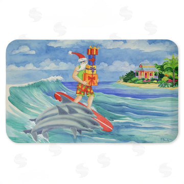 Paul Brent | Surfing Santa & Dolphins Anti-Fatigue Mat
