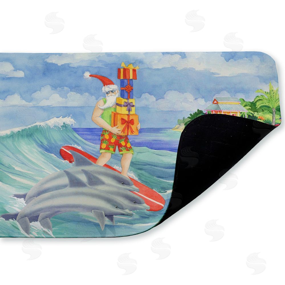 Paul Brent | Surfing Santa & Dolphins Anti-Fatigue Mat