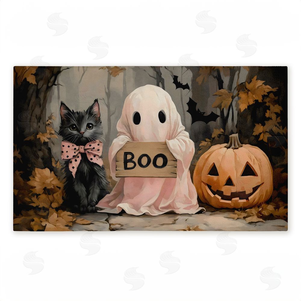 Arlington Prints | Cute Halloween Ghost & Kitten Non-Woven Door Mat