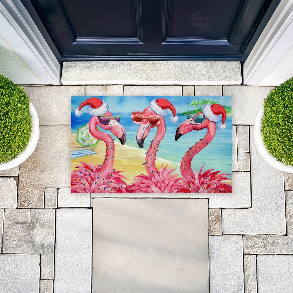 Paul Brent | Holiday Flamingo Girlfriends Non-Woven Door Mat