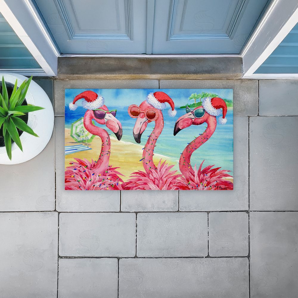 Paul Brent | Holiday Flamingo Girlfriends Non-Woven Door Mat
