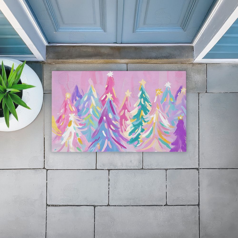 Arlington Prints | Abstract Pastel Christmas Trees Non-Woven Door Mat