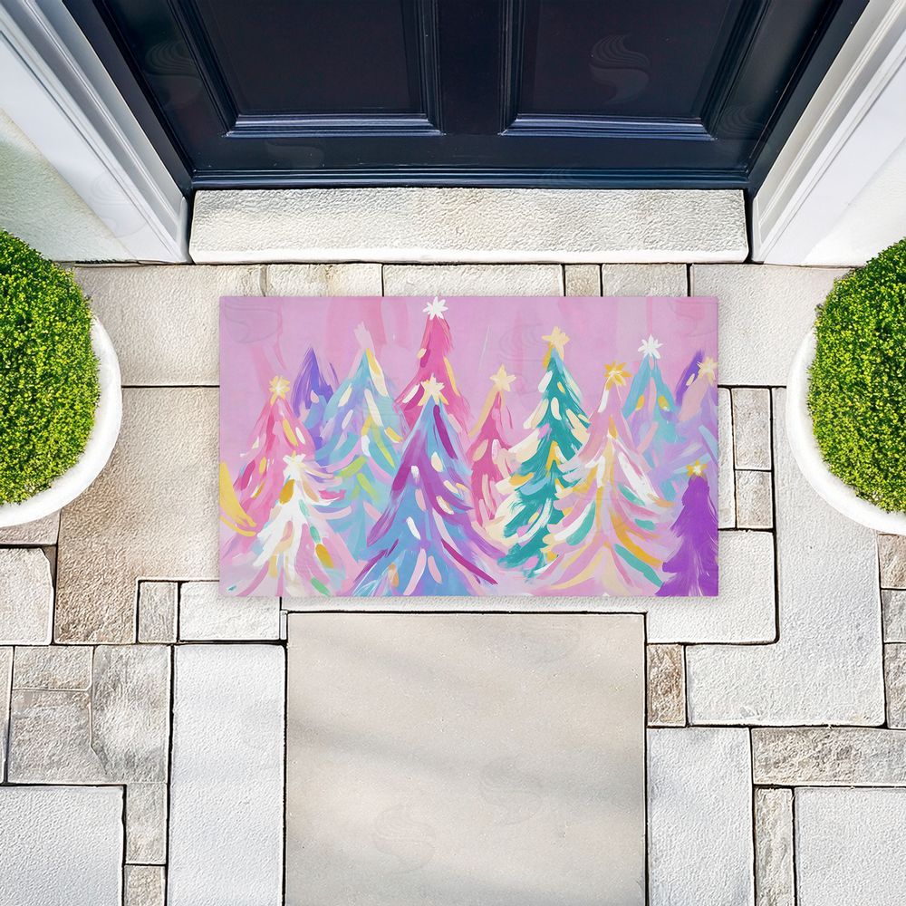 Arlington Prints | Abstract Pastel Christmas Trees Non-Woven Door Mat