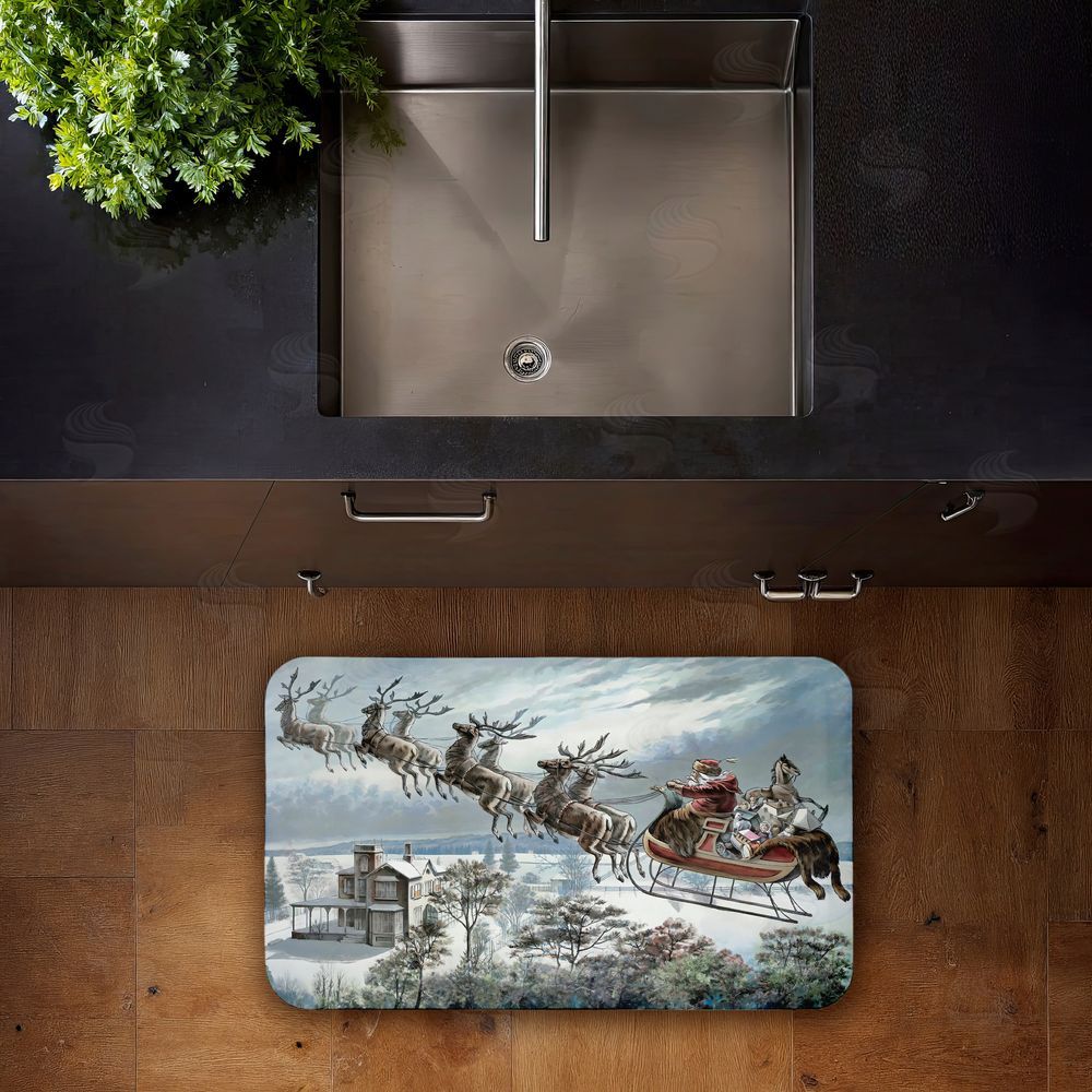 Arlington Prints | Santa Sleigh Over Cabin Anti-Fatigue Mat