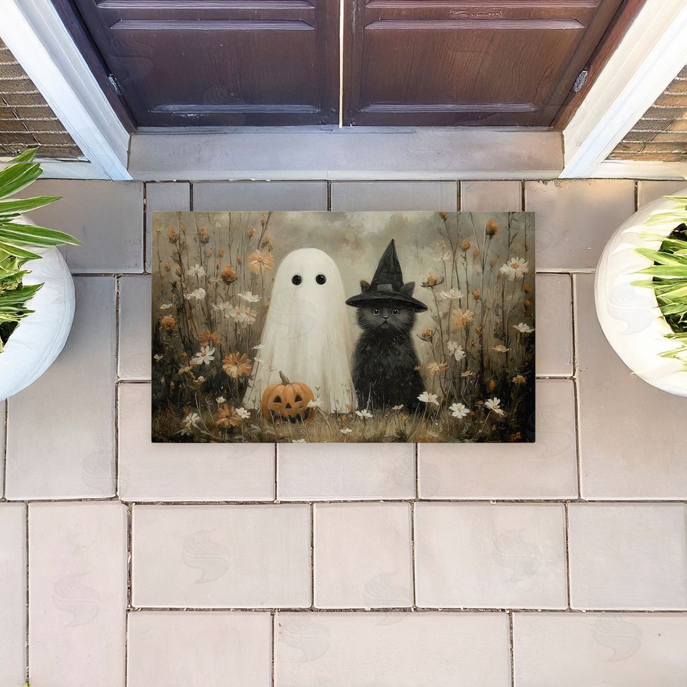 Arlington Prints | Ghost & Black Kitten Non-Woven Door Mat