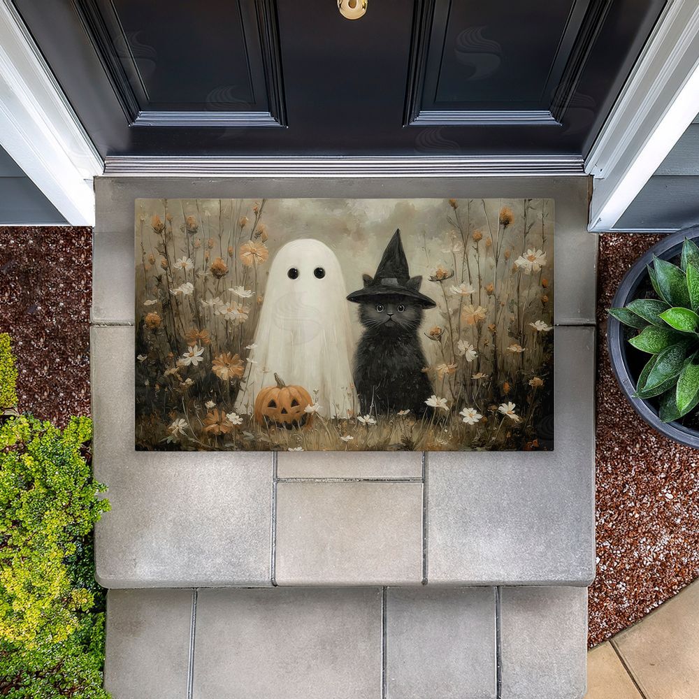 Arlington Prints | Ghost & Black Kitten Non-Woven Door Mat