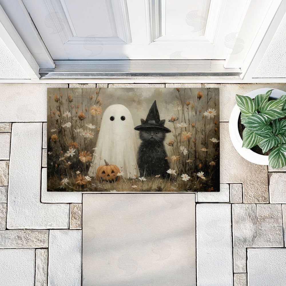 Arlington Prints | Ghost & Black Kitten Non-Woven Door Mat