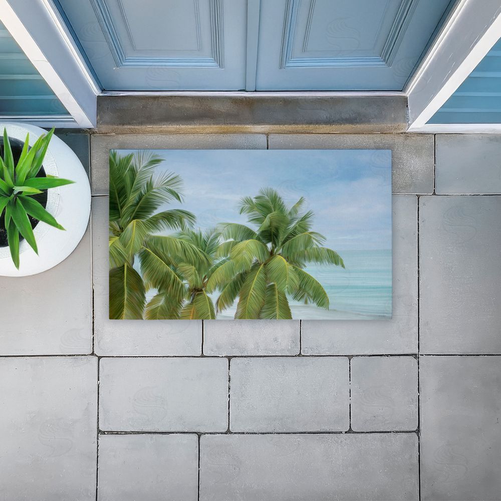 Seven Trees Design | Tropical Palms Overlooking Ocean Non-Woven Door Mat