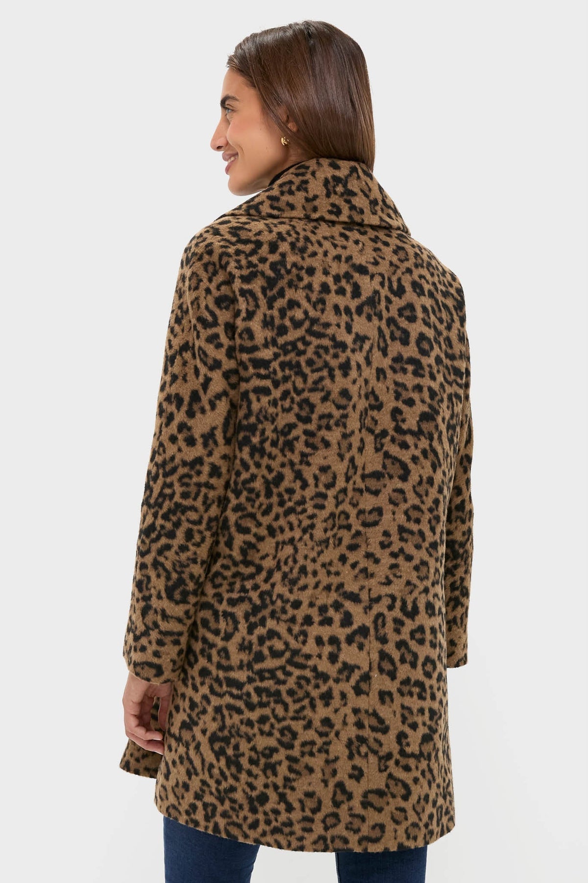 Leopard Brushed Wool Harley Peacoat