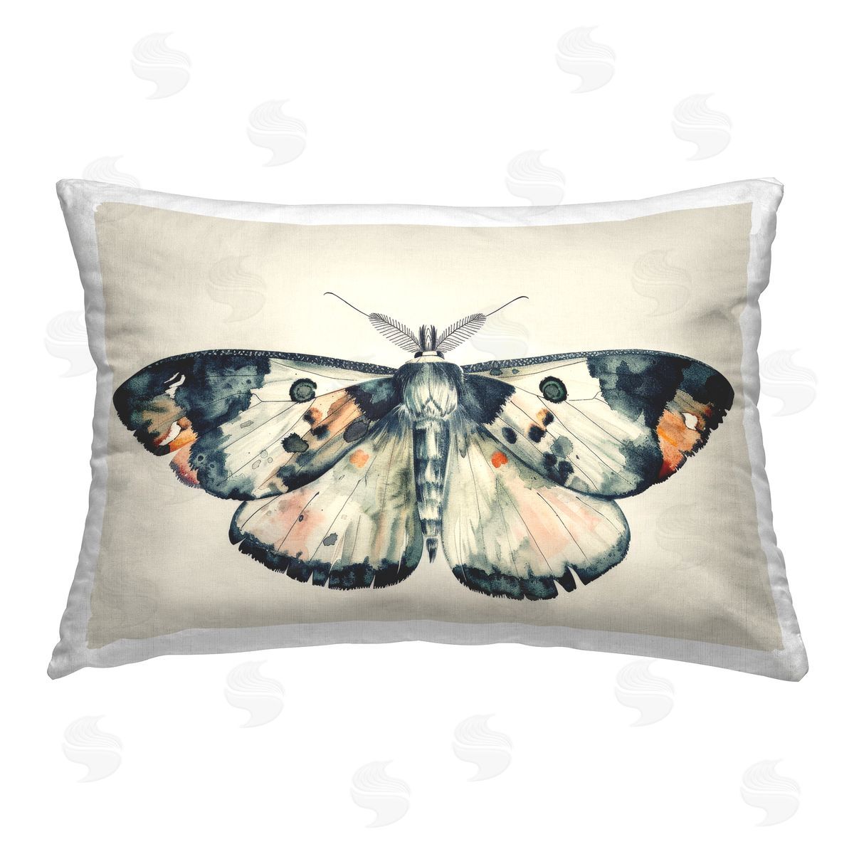 Petal Prints Design | Watercolor Black Trimmed Moth