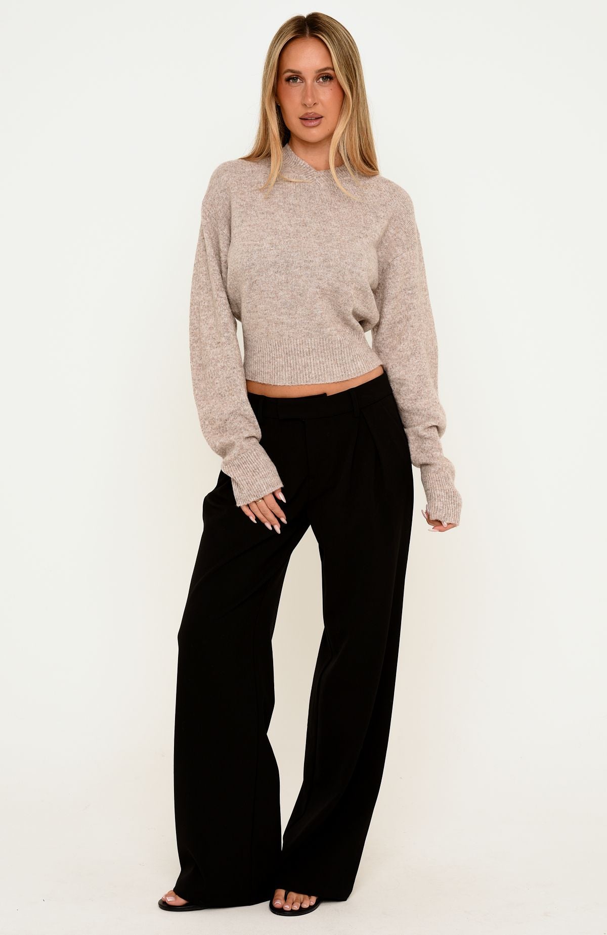 Oksana Knit Sweater Taupe Marle