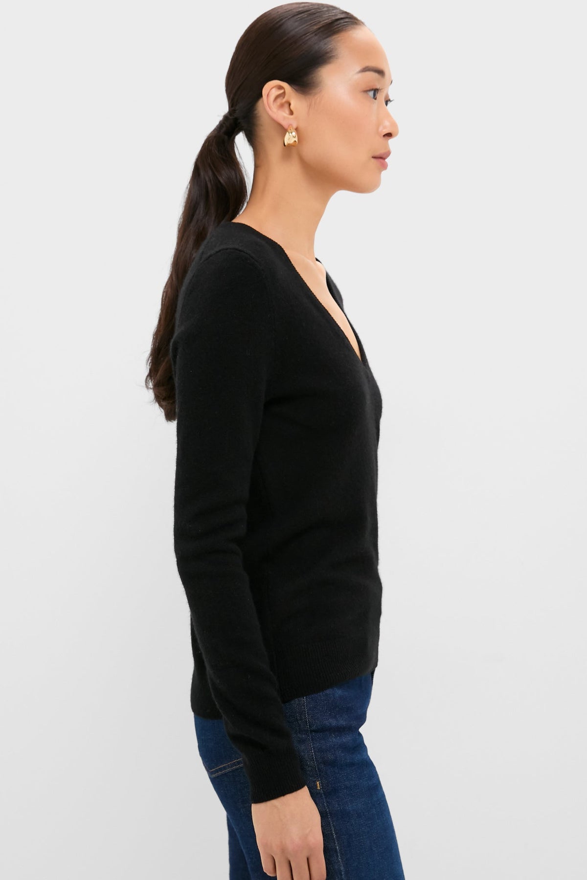 Black Cashmere Katherine V-Neck Sweater