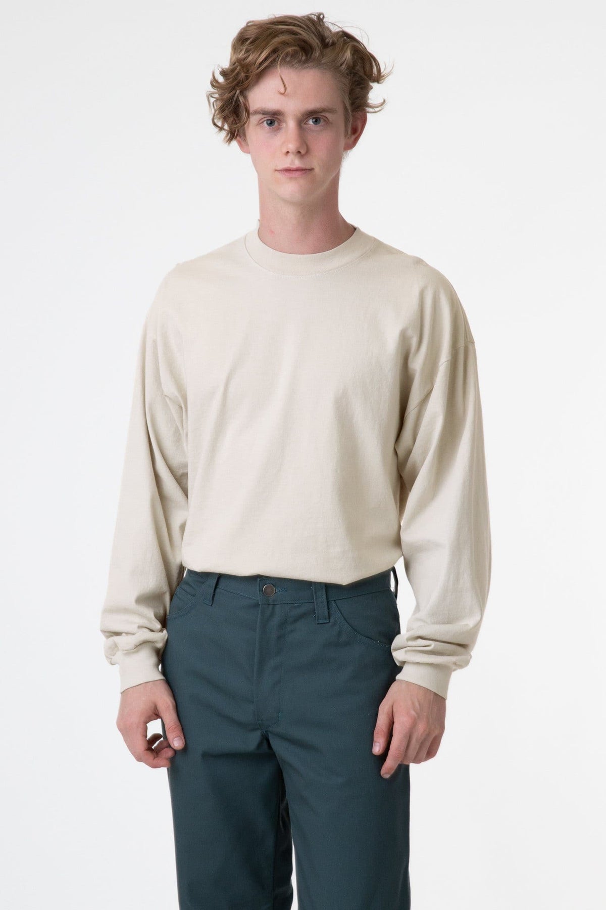 1406GD - Long Sleeve Garment Dye Mockneck T-Shirt