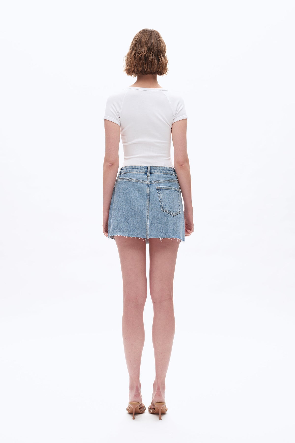 RHINESTONES DENIM SKIRT