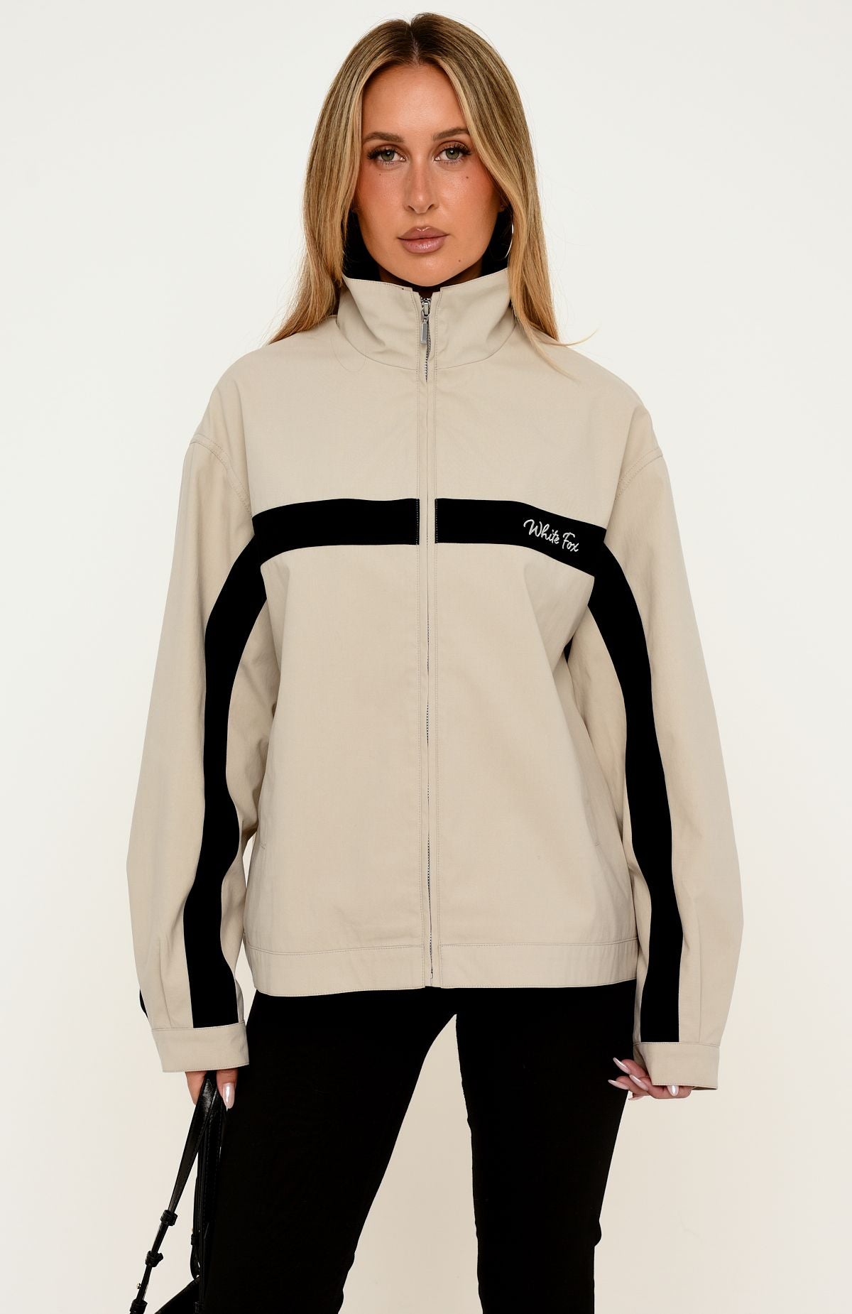 Wilhemina Funnel Neck Jacket Stone/Black