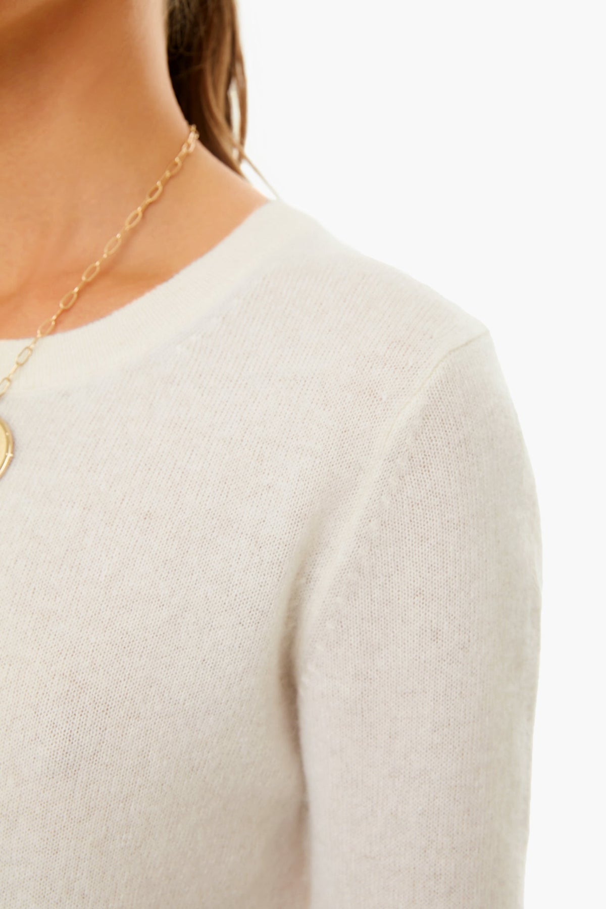 Soft White Cashmere Classic Crewneck Sweater