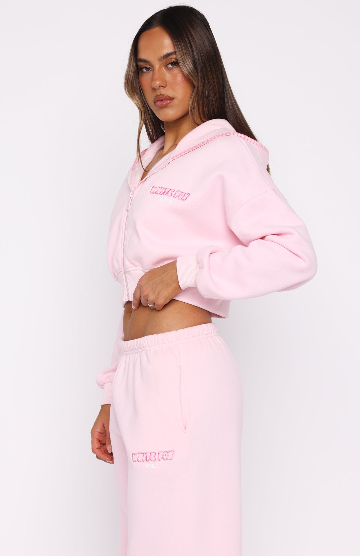 Vol. 1 Cropped Zip Front Hoodie Posy